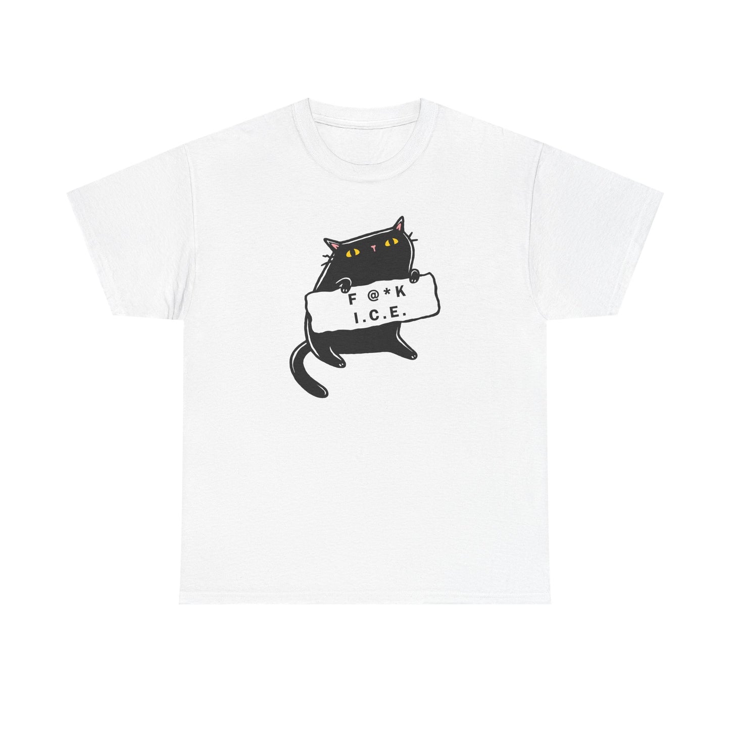 Black Cat Protest Unisex Tee - F**k Ice, Activist Cotton T-Shirt, Cat Lover Gift, Anti-Trump Shirt, Protester Gift, Political Tee