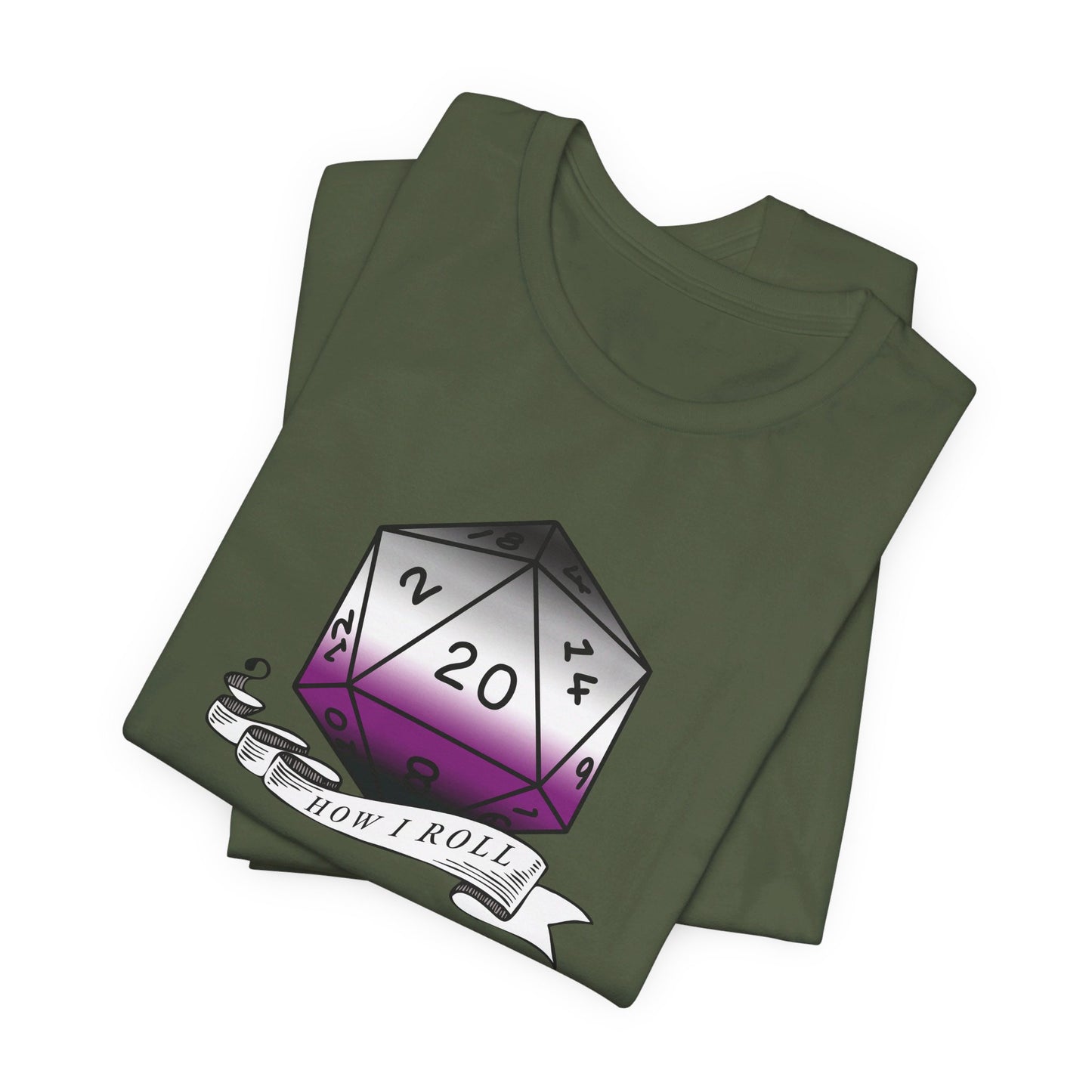 This Is How I Roll | Pride Flag D20 T-Shirt | Unisex T-Shirt | Nerdy Asexual Pride