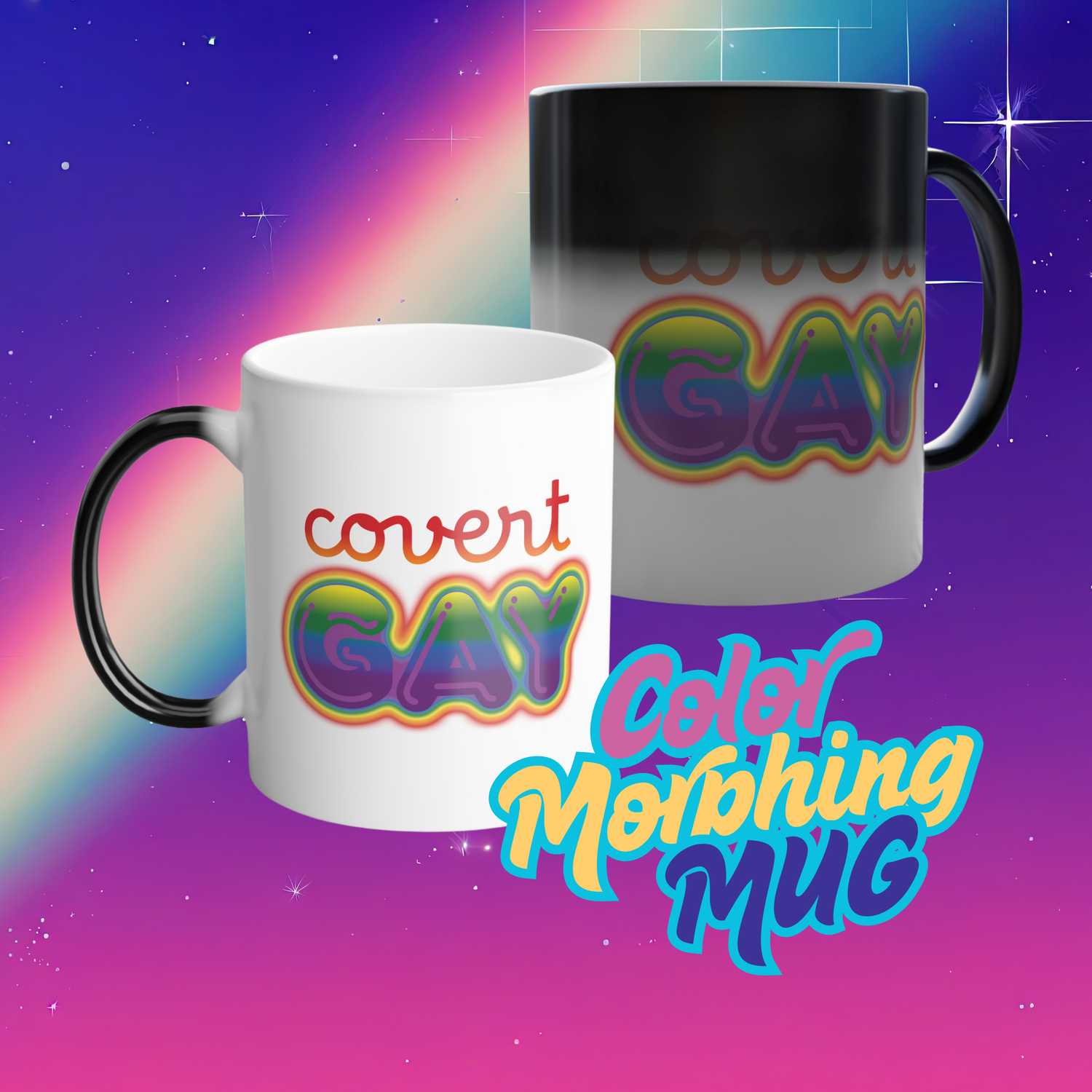 Rainbow pride color morphing mug "Covert Gay"