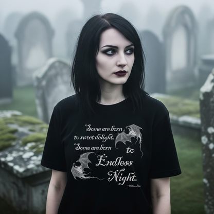 Gothic Bat T-Shirt, Dark Academia Literary Tee for Poetry Lovers, Halloween Gift, Unisex Jersey Short Sleeve Tee